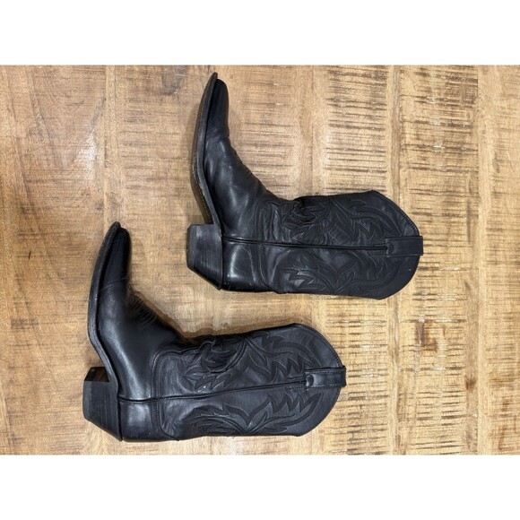 Vintage Justin L4904 Black Leather Snip Toe Cowgirl Boots Made In USA Womans 6B - Picture 4 of 10
